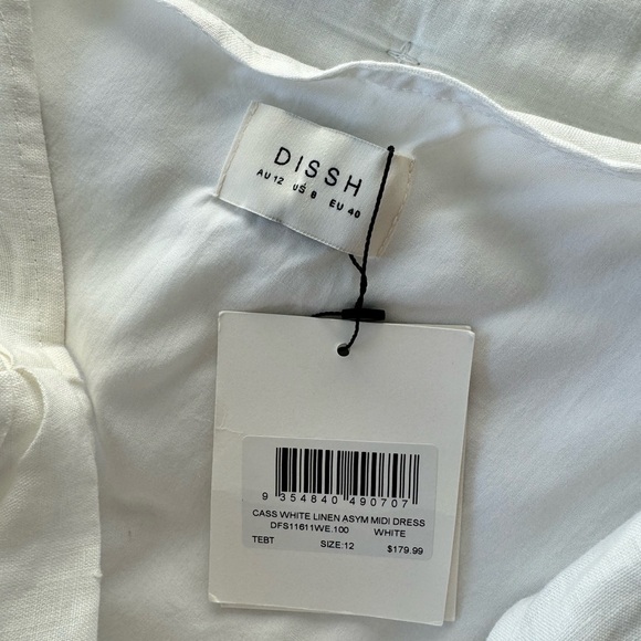 DISSH NWT US 8 Cass White Linen Asymmetrical Midi Dress - Picture 14 of 14